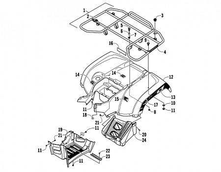 REAR RACK, BODY PANEL, AND FOOTWELL ASSEMBLIES