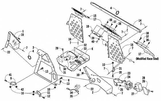 FOOTREST AND STEERING SUPPORT ASSEMBLY