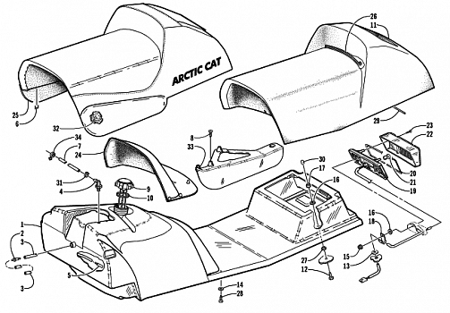 GAS TANK, SEAT, AND TAILLIGHT ASSEMBLY