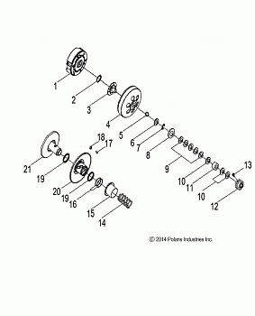 DRIVE TRAIN, SECONDARY CLUTCH - A16YAP20AF (49ATVCLUTCHDRIVEN08PHX)