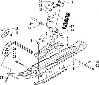 SKI AND SPINDLE ASSEMBLY