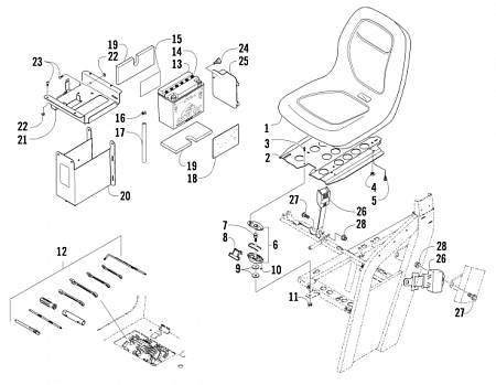 SEAT, BATTERY, AND TOOL KIT ASSEMBLY