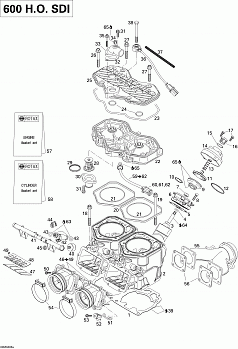 Cylinder, Exhaust Manifold, Reed Valve (600)