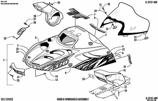 HOOD AND WINDSHIELD ASSEMBLY