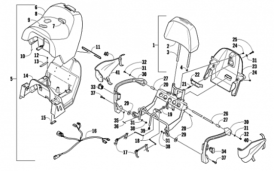 PASSENGER SEAT AND BACKREST ASSEMBLY