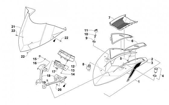 WINDSHIELD AND INSTRUMENTS ASSEMBLIES