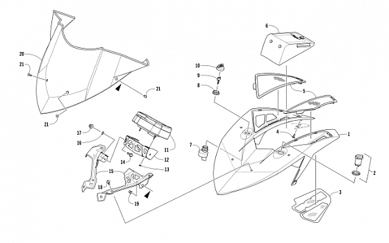 WINDSHIELD AND INSTRUMENTS ASSEMBLIES