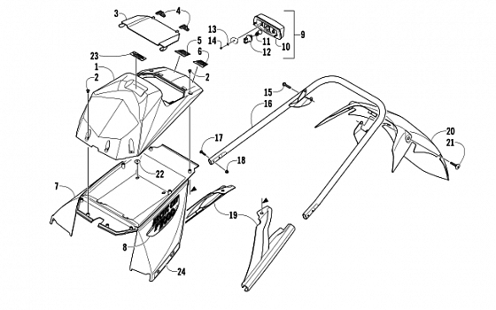 REAR BUMPER, STORAGE BOX, AND TAILLIGHT ASSEMBLY