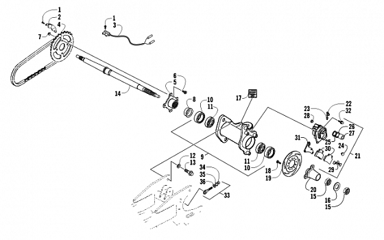 REAR AXLE AND BRAKE ASSEMBLY