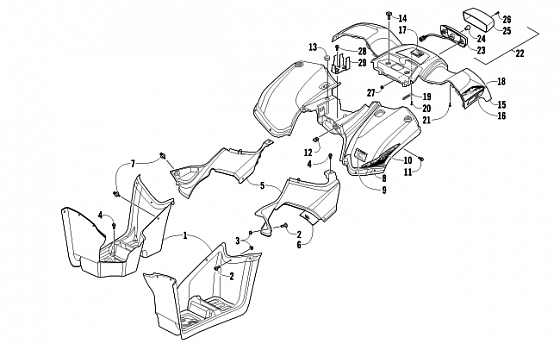 REAR BODY AND TAILLIGHT ASSEMBLY