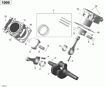 Crankshaft, Piston and Cylinder - 1000 EFI
