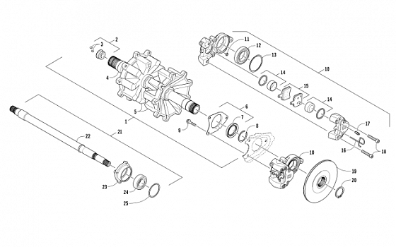 DRIVE TRAIN SHAFTS AND BRAKE ASSEMBLIES