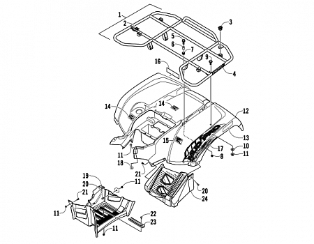 REAR RACK, BODY PANEL, AND FOOTWELL ASSEMBLIES