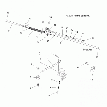 ENGINE, CARBURETOR MOUNTING and FUEL LINES - A13MH50TD (49ATVCARBBRKT11500)