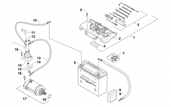 BATTERY AND STARTER ASSEMBLY