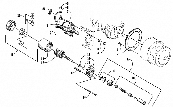 ELECTRIC START - STARTER MOTOR ASSEMBLY