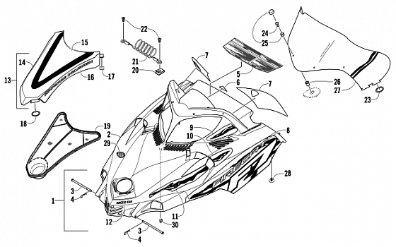 HOOD AND WINDSHIELD ASSEMBLY