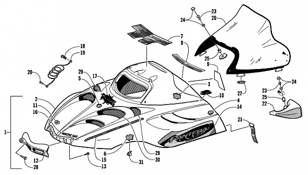 HOOD AND WINDSHIELD ASSEMBLY