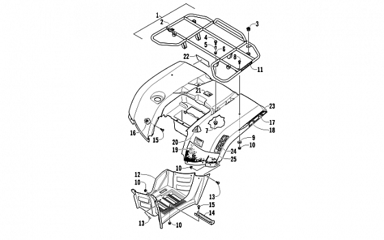 REAR RACK, BODY PANEL, AND FOOTWELL ASSEMBLIES