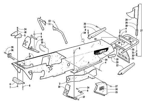 CHASSIS, FOOTREST, AND REAR BUMPER ASSEMBLY