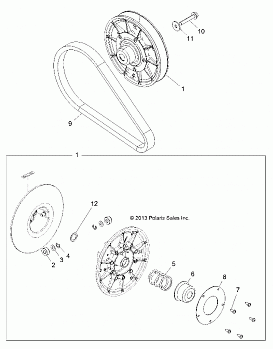 DRIVE TRAIN, SECONDARY CLUTCH - R14WH88A/9EA ALL OPTIONS (49RGRCLUTCHDVN14CREW)