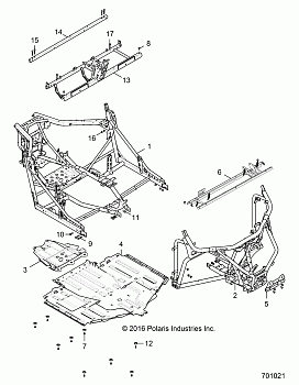 CHASSIS, MAIN FRAME AND SKID PLATES - R16RGE99A7/AE/AV (701021)