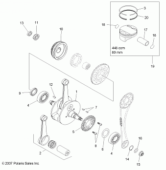 ENGINE, CRANKSHAFT and PISTON - A10GJ45AA (49ATVCRANKSHAFT08OUT450S)