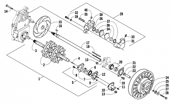 DRIVE TRAIN SHAFT AND BRAKE ASSEMBLIES