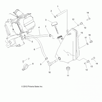 ENGINE, OIL SYSTEM and OIL TANK - A13MH50TD (49ATVOIL13HAWK)