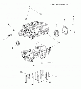 ENGINE, CRANKCASE - S12BF8GSA/GSL (49SNOWCRANKCASE12800SB)