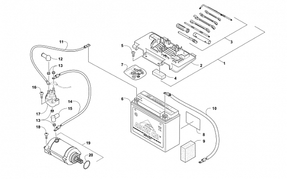 BATTERY AND STARTER ASSEMBLY