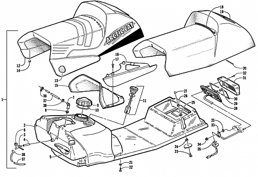 GAS TANK, SEAT, AND TAILLIGHT ASSEMBLY