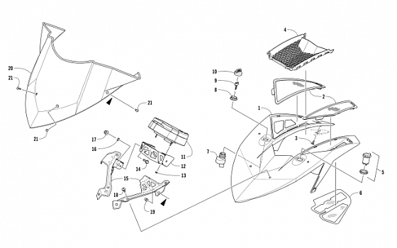 WINDSHIELD AND INSTRUMENTS ASSEMBLIES