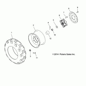 WHEELS, FRONT TIRE and BRAKE DISC - A18DAA57F5 (49ATVWHEELFRT14SP325)