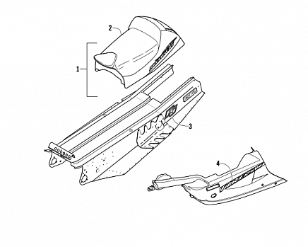 BELLY PAN, TUNNEL, AND SEAT ASSEMBLIES (Sabercat)