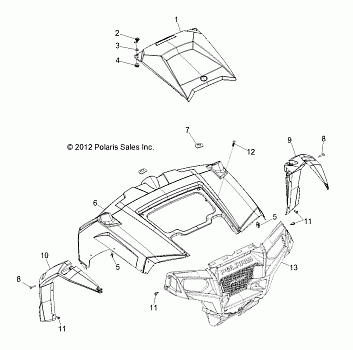 BODY, HOOD and FRONT BODY WORK - R13XE76AD/EAI (49RGRHOOD13RZR4)