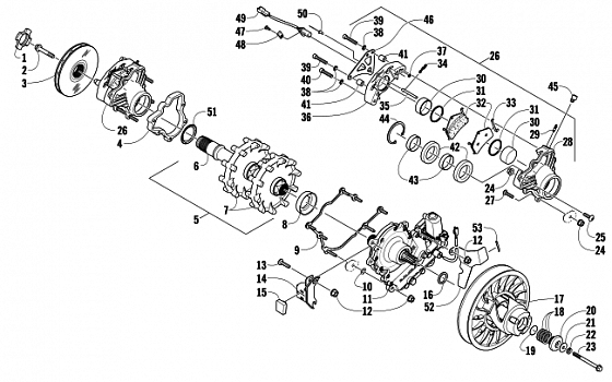 DRIVE TRAIN SHAFT AND BRAKE ASSEMBLIES