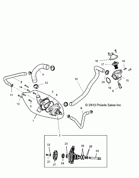 ENGINE, WATERPUMP AND BYPASS - Z14ST1EFX (49RGRWATERPUMP14RZR1000)