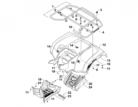 REAR RACK, BODY PANEL, AND FOOTWELL ASSEMBLIES