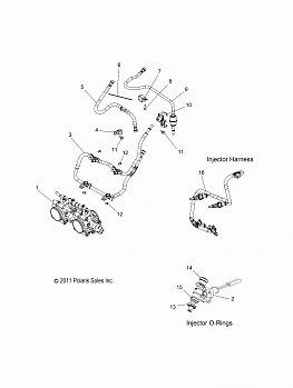 FUEL SYSTEM, RAIL, LINES and THROTTLE BODY - S12CG6GSA/GSL/GEL (49SNOWFUELLINE12600)