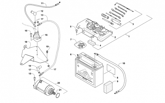 BATTERY AND STARTER ASSEMBLY