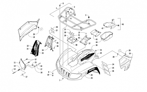 FRONT RACK, BODY PANEL, AND HEADLIGHT ASSEMBLIES