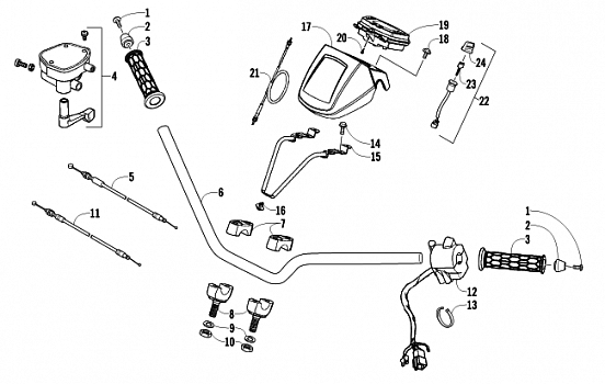 HANDLEBAR, INSTRUMENT POD, AND CONTROL ASSEMBLIES