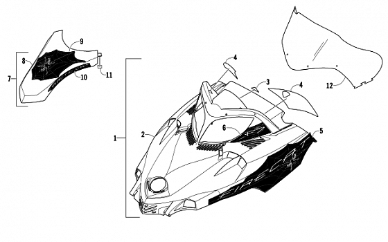 HOOD AND WINDSHIELD ASSEMBLY