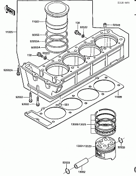 CYLINDER/PISTONS (E/NO. 030894-)