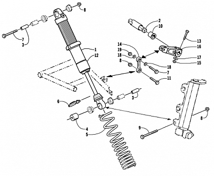 SHOCK ABSORBER AND SWAY BAR ASSEMBLY