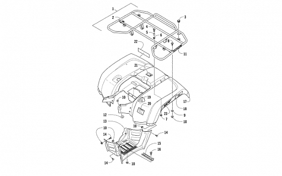 REAR RACK, BODY PANEL, AND FOOTWELL ASSEMBLIES