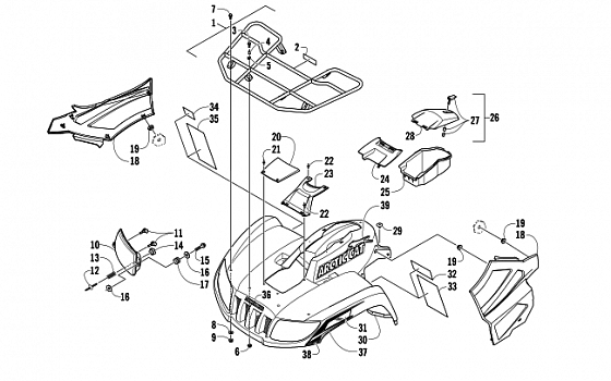 FRONT RACK, BODY PANEL, AND HEADLIGHT ASSEMBLIES