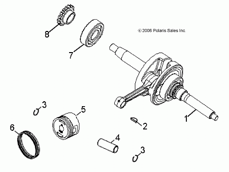 ENGINE, CRANKSHAFT and PISTON - A09KA05AB/AD (49ATVCRANKSHAFT07PRED50)