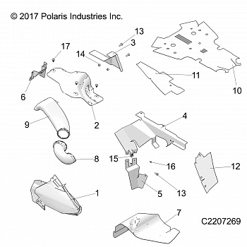 BODY PANELS, THERMAL SHIELDS - A-17-01-D/E Applies to 2015-2016 Sportsman 1000 1-UP Models AFTER Safety Recall A-17-01-D/E has been completed where applicable.  (C2207269)